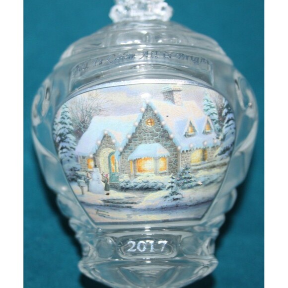 2017 Thomas Kinkade Crystal Christmas Ornament All Calm All Bright Holiday Decor - Picture 2 of 6